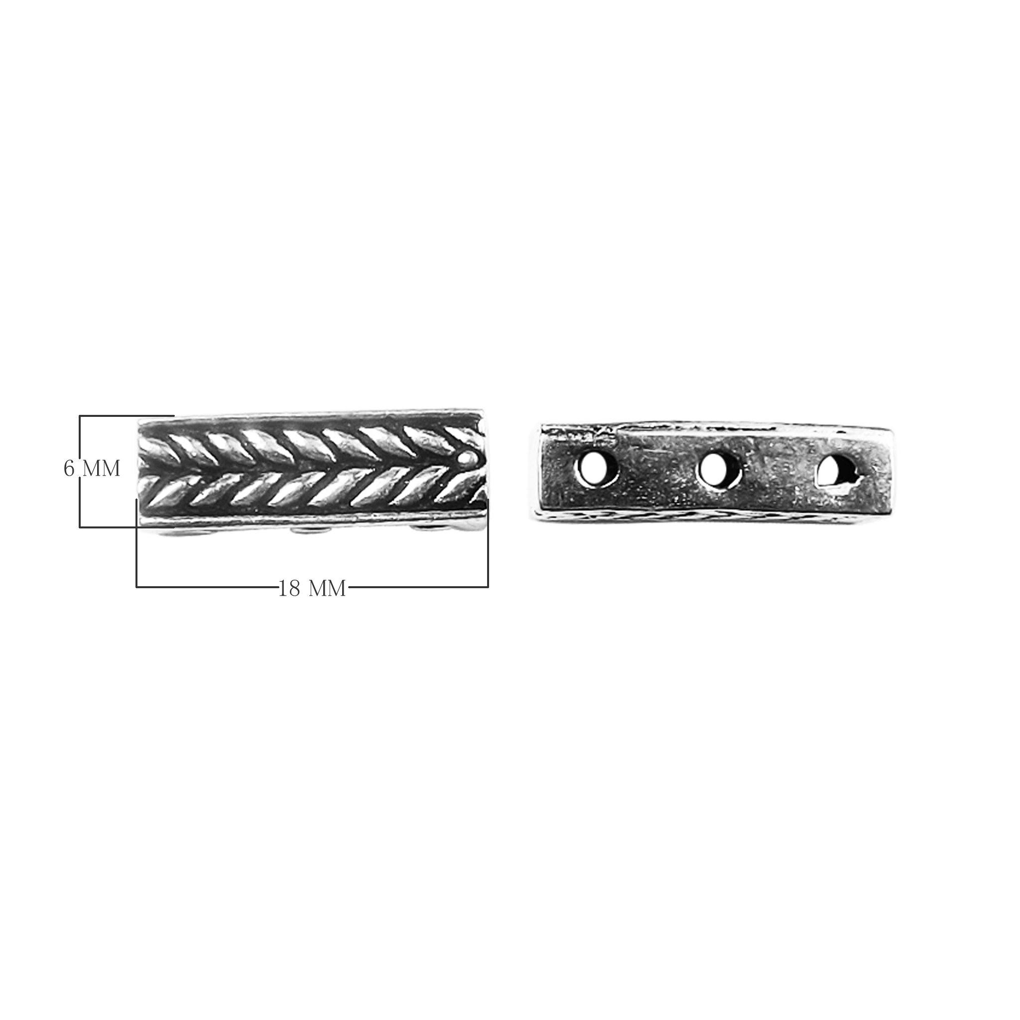 CSF-464 Silver Overlay Multi Strand Grain Design Spacer Bar With 3 Hole Beads Bali Designs Inc