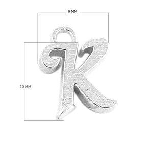 CSF-483 Silver Overlay Alphabet 'K' Charm Beads Bali Designs Inc