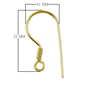 18K Gold Overlay Coil Earwire For Jewelry Making With Polished Finish Handcrafted In India