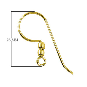 18K Gold Overlay Ball Earwire For Jewelry Making With Polished Finish Handcrafted In India
