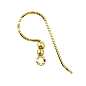 18K Gold Overlay Ball Earwire For Jewelry Making With Polished Finish Handcrafted In India