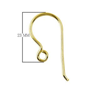 18K Gold Overlay Simple Hook Earwire For Jewelry Making With Polished Finish Handcrafted In India