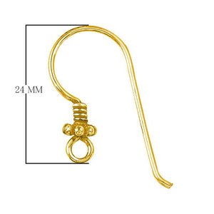 18K Gold Overlay Granulated Coil Earwire For Jewelry Making With Polished Finish Handcrafted In India