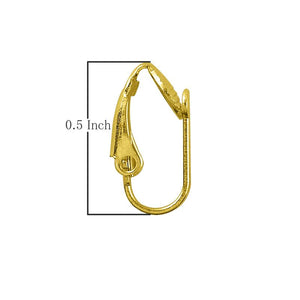 18K Gold Overlay Clip Leverback Earwire For Jewelry Making With Polished Finish Handcrafted In India