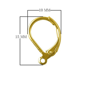 18K Gold Overlay Leverback Hoop Earwire For Jewelry Making With Polished Finish Handcrafted In India