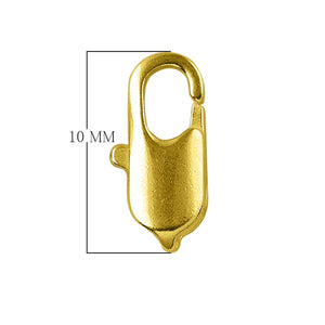 18K Gold Overlay Flat Lobster Clasp For Jewelry Making With Polished Finish Handcrafted In India
