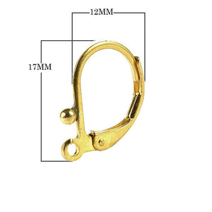 18K Gold Overlay Leverback Earwire With Round Bead Design For Jewelry Making Handcrafted In India