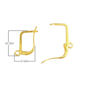 18K Gold Overlay Square Leverback Earwire For Jewelry Making Handcrafted In India