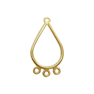 Bulk 18K Gold Overlay Over copper teardrop chandelier earring finding with multiple loops for professional jewelry manufacturing, handcrafted in India.