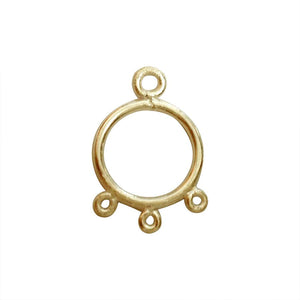 18K Gold Overlay Round Connector With Three Loops Handcrafted In India