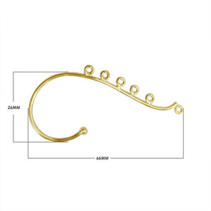 Bulk 18K Gold Overlay Over Copper jewelry findings featuring teardrop chandelier frames, circular multi-loop components, and a six-loop chandelier ear cuff for professional manufacturing.