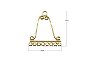 Bulk 18K Gold Overlay Over copper jewelry findings featuring teardrop chandelier frames, circular multi-loop components, and a six-loop chandelier ear cuff for professional manufacturing.