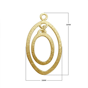 18K Gold Overlay Double Oval Connector With Textured Finish Handcrafted In India