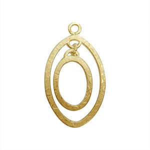 18K Gold Overlay Double Oval Connector With Textured Finish Handcrafted In India
