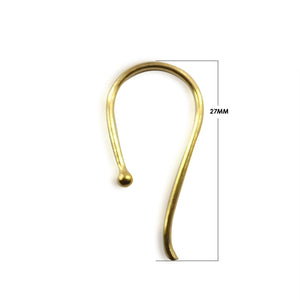 18K Gold Overlay Simple Hook Earwire With Ball Tip Handcrafted In India