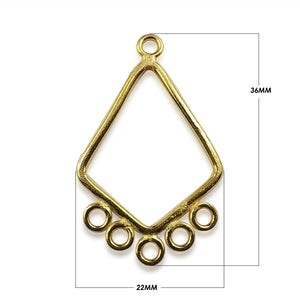 18K Gold Overlay Diamond Shape Connector Link Handcrafted In India