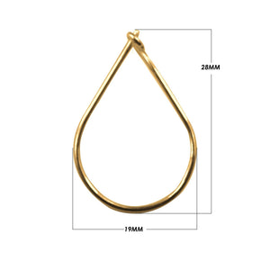 18K Gold Overlay Teardrop Hoop Earwire Handcrafted In India