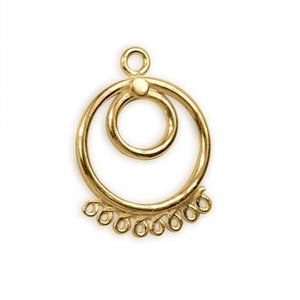 18K Gold Overlay Circular Multi-Loop Earwire Connector With Polished High-Gloss Finish