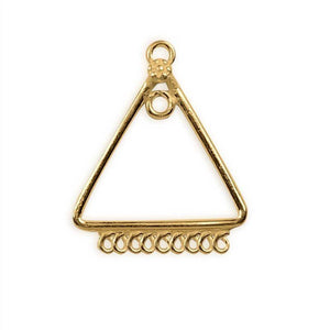 18K Gold Overlay Triangle Multi-Loop Earwire Connector With High-Gloss Polished Finish