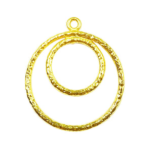 18K Gold Overlay Double Circle Earwire Component Handcrafted In India With Mirror Polished Finish