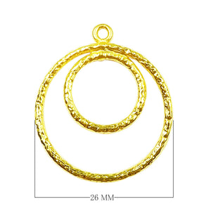 18K Gold Overlay Double Circle Earwire Component Handcrafted In India With Mirror Polished Finish