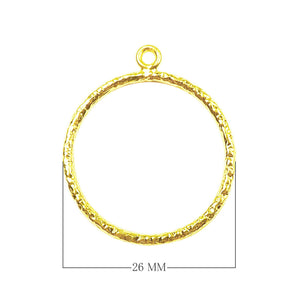 18K Gold Overlay Textured Round Hoop Earwire Component Handcrafted In India With High Gloss Finish