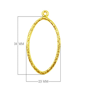 18K Gold Overlay Textured Oval Earwire Component Handcrafted In India With High Gloss Finish