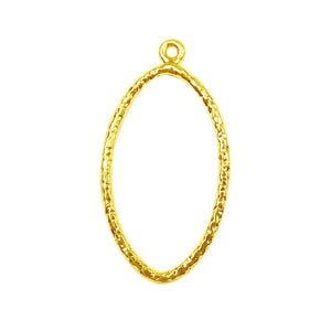 18K Gold Overlay Textured Oval Earwire Component Handcrafted In India With High Gloss Finish