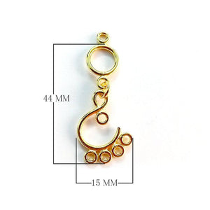 18K Gold Overlay Multi Link Earwire Connector Component Handcrafted In India With Mirror Polished Finish