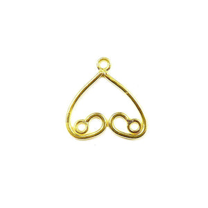 18K Gold Overlay Heart Loop Earwire Connector Component Handcrafted In India With High Gloss Finish