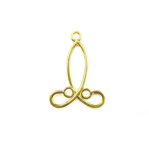18K Gold Overlay Elongated Dual Loop Earwire Connector Component Handcrafted In India With High Gloss Finish