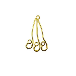 18K Gold Overlay Triple Drop Earwire Connector Component Handcrafted In India With High Gloss Finish