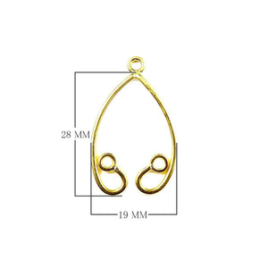 18K Gold Overlay Teardrop Dual Loop Earwire Connector Component Handcrafted In India With Mirror Polished Finish