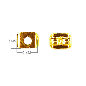 18K Gold Overlay Square Spacer Bead Finding Component Handcrafted In India With Mirror Polished Finish