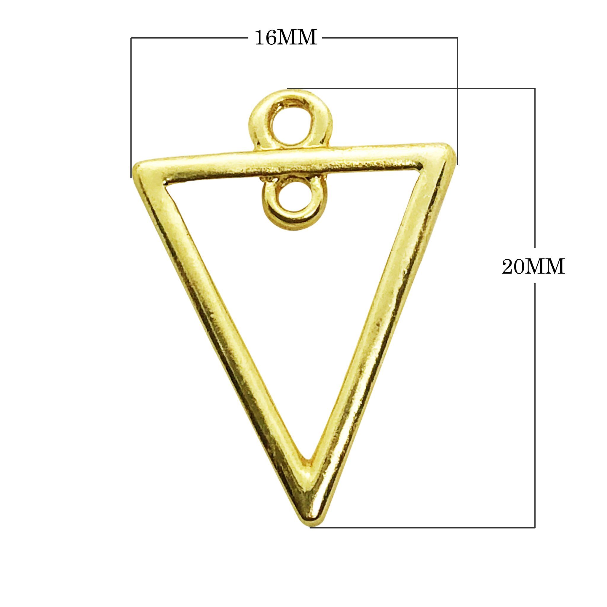 18K Gold Overlay Triangle Frame Connector Component Handcrafted In India With Polished Golden Finish
