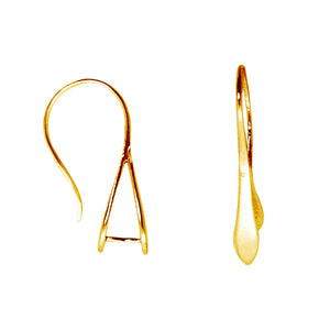 18K Gold Overlay Teardrop Frame Earwire Component Handcrafted In India With Polished Golden Finish