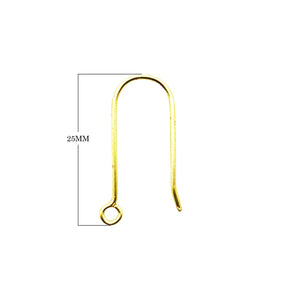 18K Gold Overlay Classic Loop Earwire Component Handcrafted In India With Polished Golden Finish