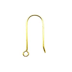 18K Gold Overlay Classic Loop Earwire Component Handcrafted In India With Polished Golden Finish