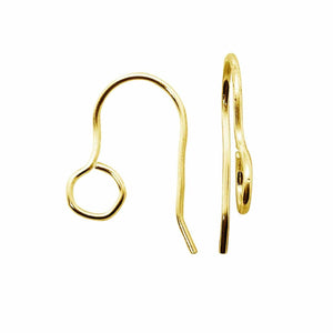 18K Gold Overlay Smooth Round Earwire Component Handcrafted In India With Polished Golden Finish