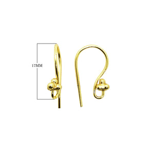 18K Gold Overlay Elongated Loop Earwire Component Handcrafted In India With Polished Golden Finish