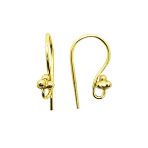 18K Gold Overlay Elongated Loop Earwire Component Handcrafted In India With Polished Golden Finish