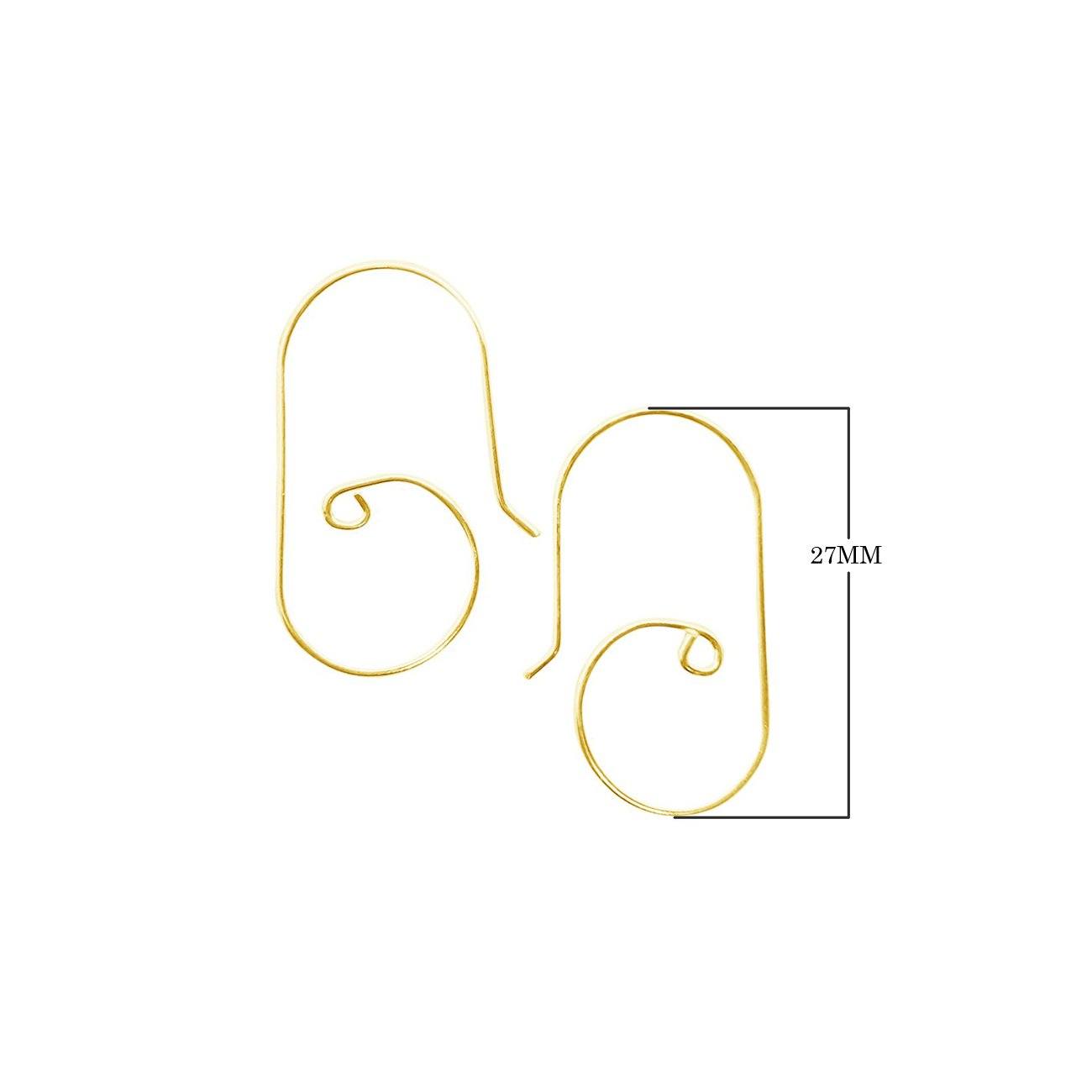 18K Gold Overlay Spiral Hook Earwire Component Handcrafted In India With Polished Golden Finish