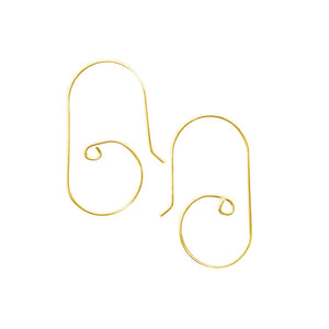18K Gold Overlay Spiral Hook Earwire Component Handcrafted In India With Polished Golden Finish