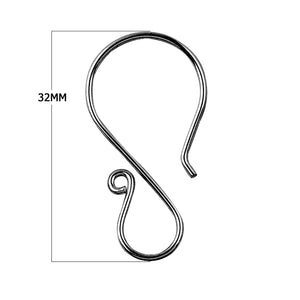 FR-100 Black Rhodium Overlay Earwire 'S' Shape These Open Hook Earrings have smooth clean lines with a modern feel Beads Bali Designs Inc
