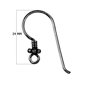 Black Rhodium Overlay Granulated Coil Loop Earwire Jewelry Finding Handcrafted In India