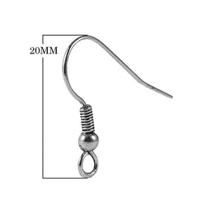 Black Rhodium Overlay Coil Ball Drop Earwire Jewelry Finding Handcrafted In India