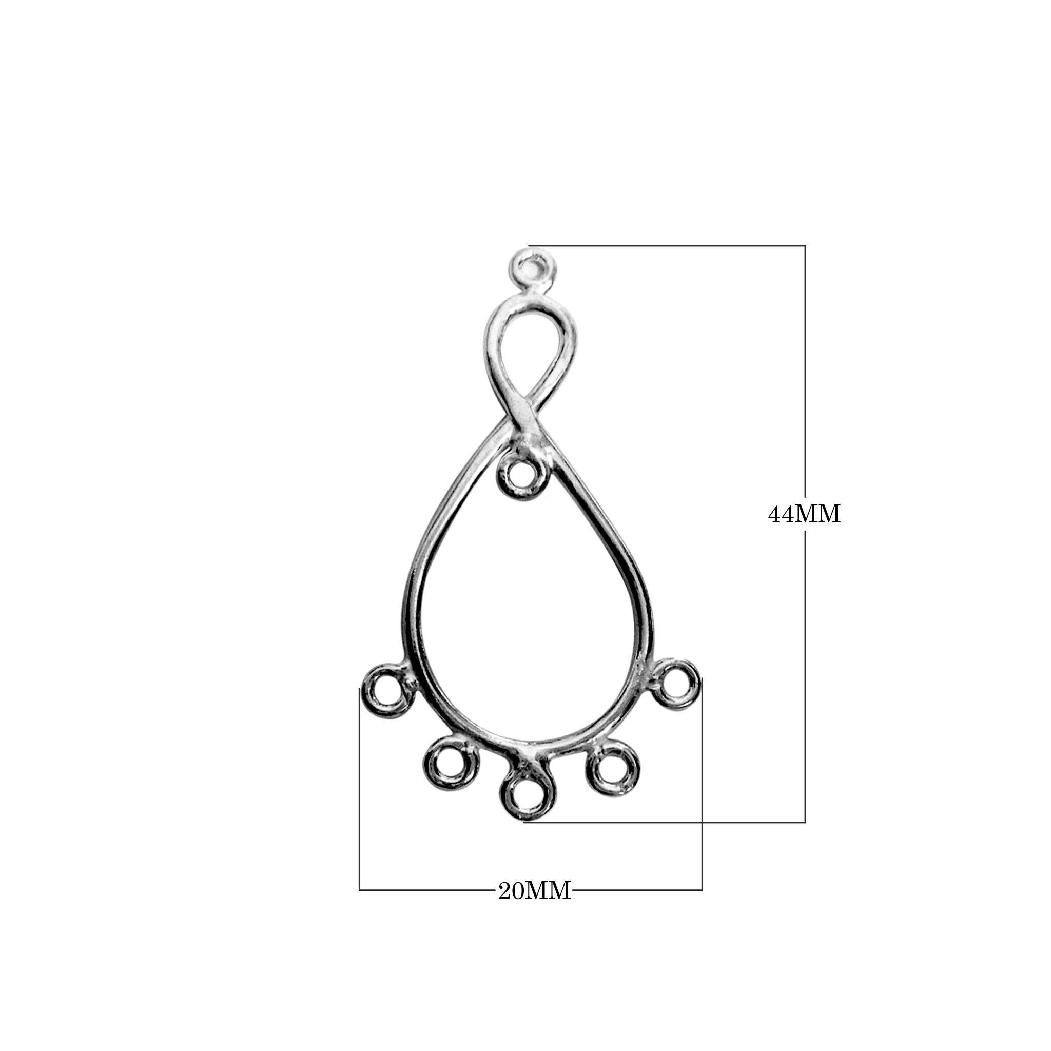 Black Rhodium Overlay Infinity Teardrop Connector Link Jewelry Finding Handcrafted In India