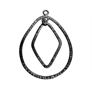 Black Rhodium Overlay Dual Geometric Connector Pendant Jewelry Finding Handcrafted In India