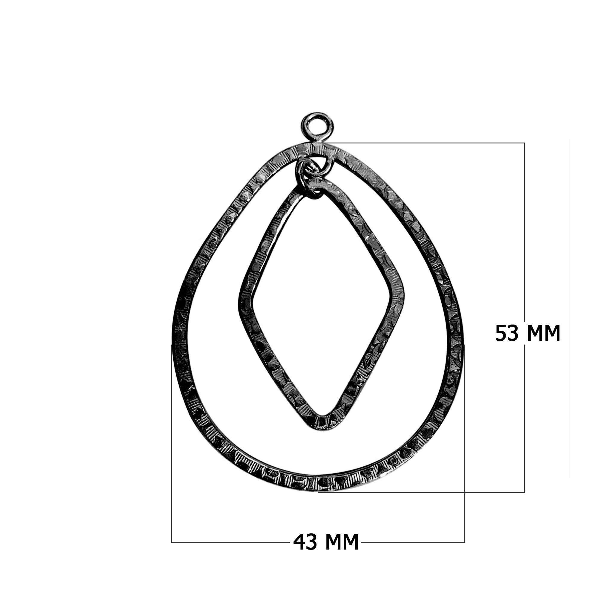 Black Rhodium Overlay Dual Geometric Connector Pendant Jewelry Finding Handcrafted In India