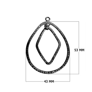 Black Rhodium Overlay Dual Geometric Connector Pendant Jewelry Finding Handcrafted In India